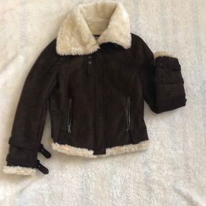 Express Brown Faux Leather Moto Style Jacket